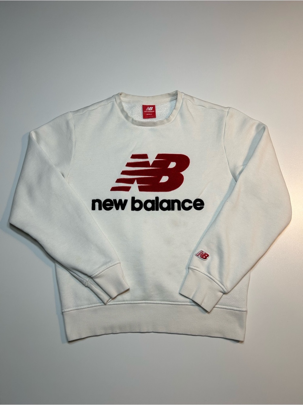 New Balance Essentials Stacked Logo Fleece Crewneck Sweatshirt White